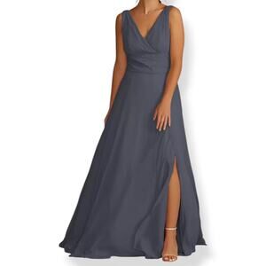 NWT David's Bridal Chiffon Surplice Neck Tank full length bridesmaid dress US 4